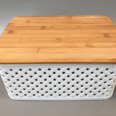 PP Storage Basket with Bamboo Lid – Eco-Friendly Home Organization