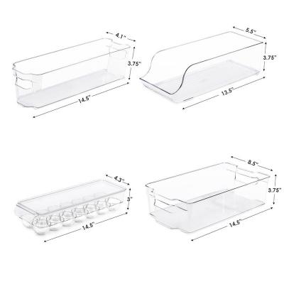 4-Piece Crystal Clear PET Refrigerator Storage Containers Set – Airtight, Stackable, Multi-Use for Eggs, Fruits, Veggies & Drinks (FDA Compliant, Custom Logo)