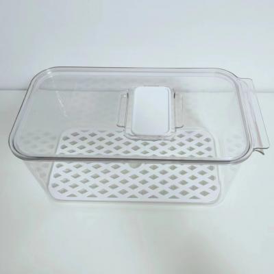 Transparent PET Plastic Refrigerator Organizer Box with Drainage Filter