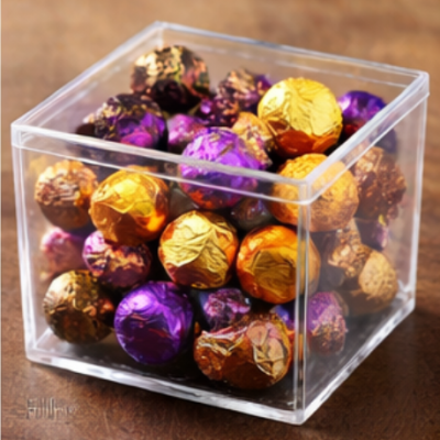 10x10x10cm Clear Plastic Cube Candy Box with Lid – Transparent Food Grade Container for Gifts, Toys & Retail Packaging